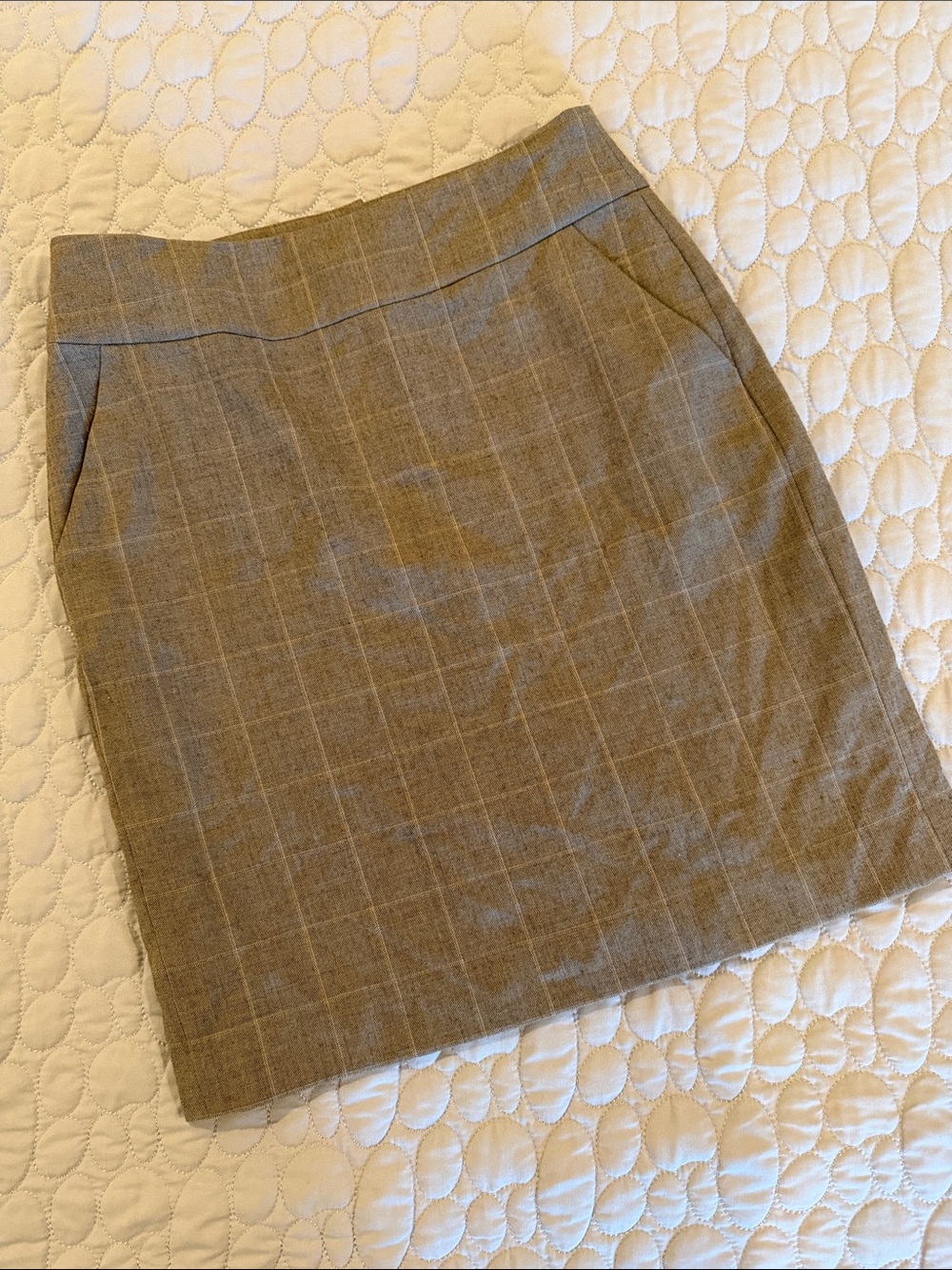 Banana Republic Gray-Tan Windowpane Pencil Skirt